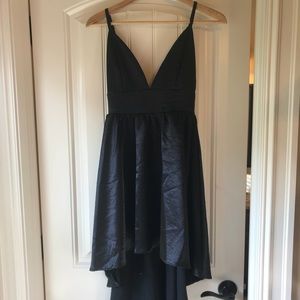 Black “satin” high low dress